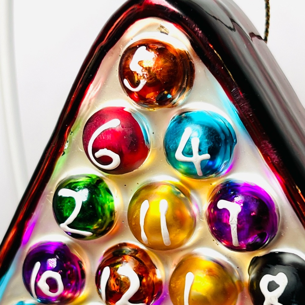 Rack of Billiard Balls Christmas Glass Ornament Pool Table Game Eight Ball - Picture 7 of 8